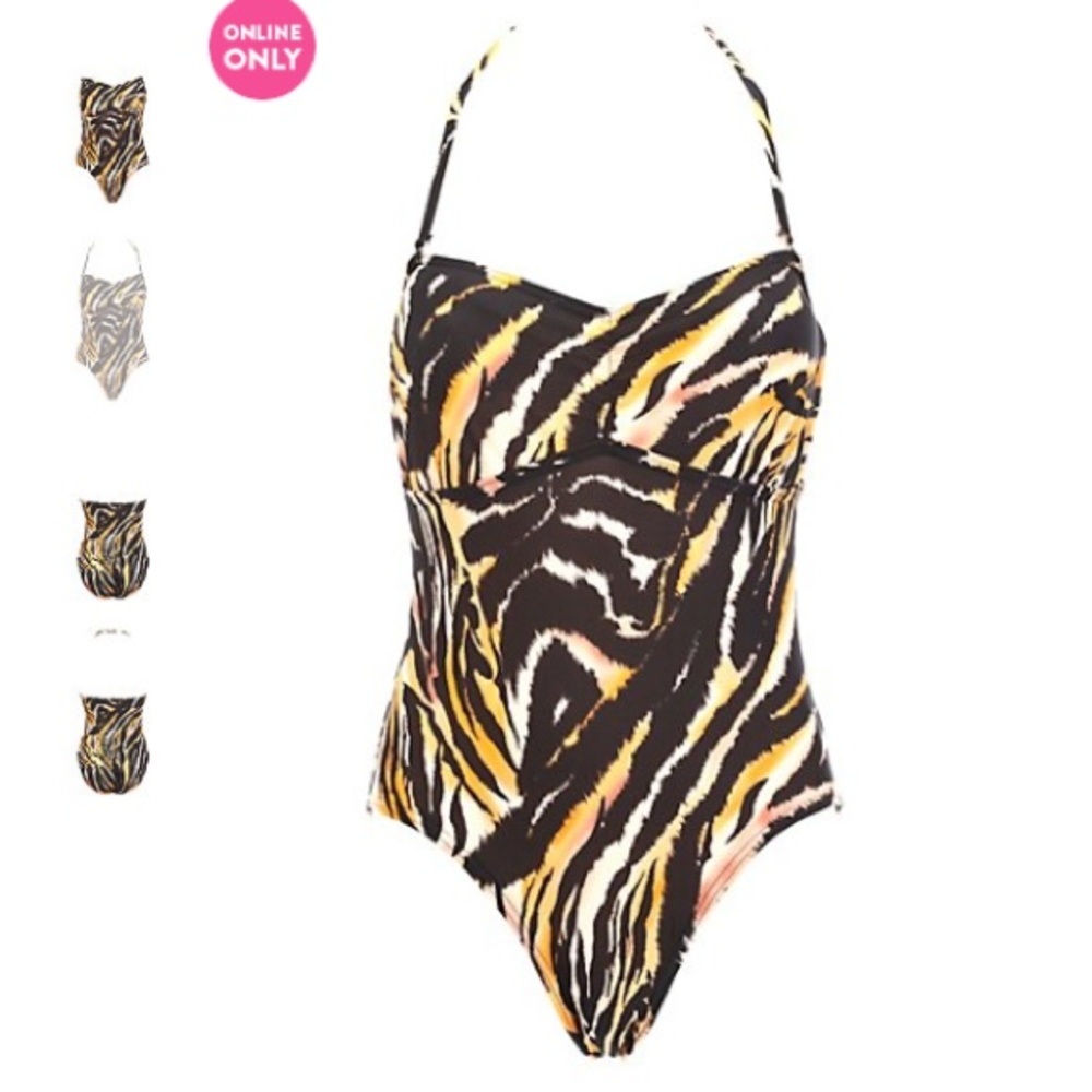 SALE! NWT Charlotte Russe Tiger Print One-Piece Swimsuit - Small